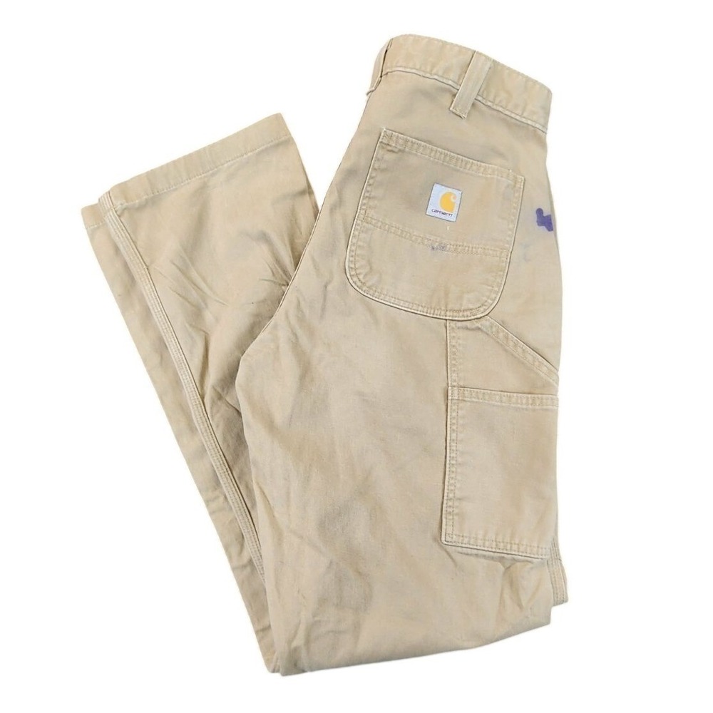 Carhartt B324 Carpenter Pants Khaki Mens 34x34 Workwear Utility Canvas Trousers